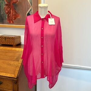 ALYSI chocolat Crepe Camicia - Fuchsia
